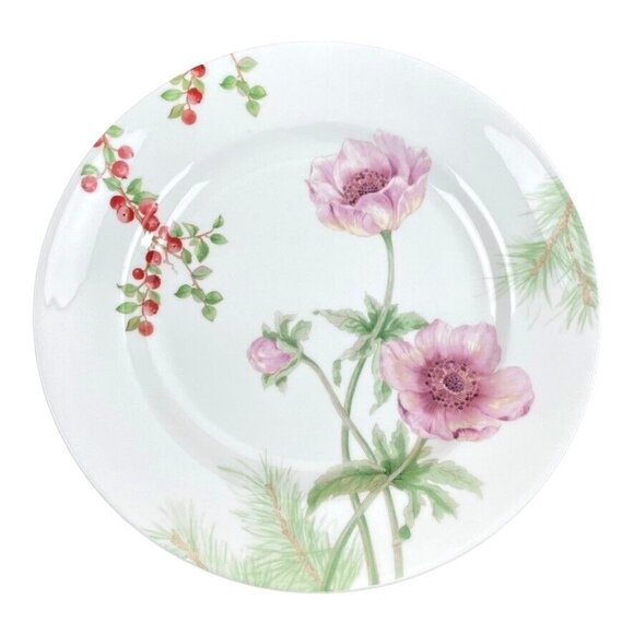 Lenox Holiday Winter Garden Anemone and Wintergreen Dinner Plate 11.25" White - Picture 5 of 10
